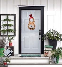 img 1 attached to Artiflr Lighted Christmas Wreath Decoration - 16 x 8 Inch Grapevine Wreath with Hat and Bow - Snowman Shape Wreath for Front Door Home Garden Wall Decor