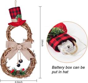 img 2 attached to Artiflr Lighted Christmas Wreath Decoration - 16 x 8 Inch Grapevine Wreath with Hat and Bow - Snowman Shape Wreath for Front Door Home Garden Wall Decor