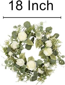 img 3 attached to 🌸 Spring Floral Wreath - 18" Artificial White Peony Front Door Decoration for Wall, Wedding, Party, and Home Décor