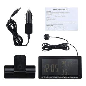 img 1 attached to 🕒 MASO Car LCD Digital Multifunctional Clock: 12V/24V Thermometer Hygrometer Weather Forecast Temperature Alarm with 1.5m Cable - Ultimate Car Dashboard Accessory