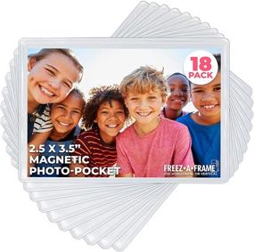 img 4 attached to 🖼️ Freez A Frame Clear Magnetic Picture Frame Pockets - 18 Pack for Refrigerator School Locker, or any Magnetic Surface - Holds 2.5” x 3.5” Photos