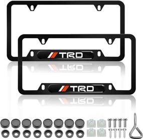 img 4 attached to 🏎️ Sparkle-um 2Pcs Newest Custom Personalized 4 Hole Matte Aluminum Alloy License Plate Frame Set for T-R-D
