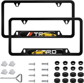 img 3 attached to 🏎️ Sparkle-um 2Pcs Newest Custom Personalized 4 Hole Matte Aluminum Alloy License Plate Frame Set for T-R-D