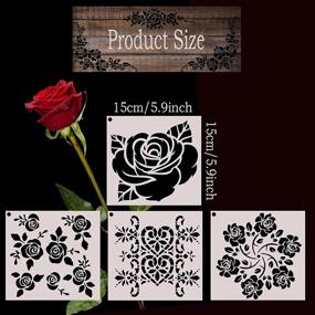 img 2 attached to 🌸 Set of 9 Floral and Butterfly Stencils for Reusable Wood and Canvas Art - Rose Border Stencils for Wall Craft Décor with Plastic Painting Stencils