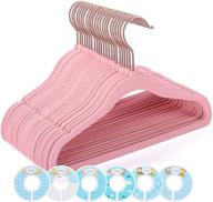 cozymood baby velvet hangers 50 pack, non-slip kids felt hangers with rose gold hooks, ultra slim child flocked hangers, infant clothes hanger set with 6 closet organizer dividers, pink, 11.4 inch логотип