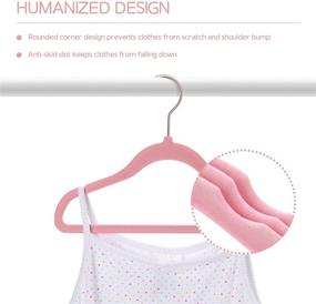 img 2 attached to Cozymood Baby Velvet Hangers 50 Pack, Non-Slip Kids Felt Hangers with Rose Gold Hooks, Ultra Slim Child Flocked Hangers, Infant Clothes Hanger Set with 6 Closet Organizer Dividers, Pink, 11.4 inch