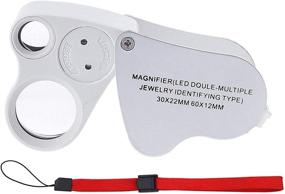 img 4 attached to 🔎 Illuminated Jewelry LED Eye Loupe Magnifier Set - 60X 12 mm and 30X 22 mm Lens, Kare and Kind Retail Package (2pcs 60X and 30X, Silver/White)