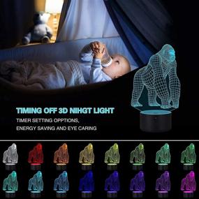 img 3 attached to 🦍 3D Gorilla Lamp: Illuminating Decor and Baby Gorilla Gifts - A Sensational Optical Illusion Night Light with Touch Sensor and 7 Colors