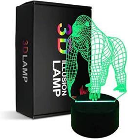 img 4 attached to 🦍 3D Gorilla Lamp: Illuminating Decor and Baby Gorilla Gifts - A Sensational Optical Illusion Night Light with Touch Sensor and 7 Colors