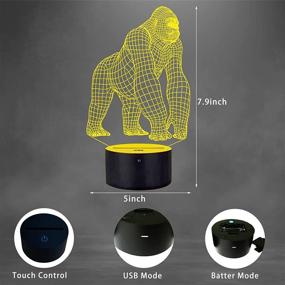 img 2 attached to 🦍 3D Gorilla Lamp: Illuminating Decor and Baby Gorilla Gifts - A Sensational Optical Illusion Night Light with Touch Sensor and 7 Colors