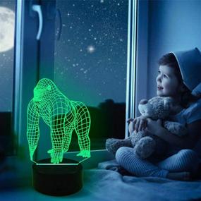 img 1 attached to 🦍 3D Gorilla Lamp: Illuminating Decor and Baby Gorilla Gifts - A Sensational Optical Illusion Night Light with Touch Sensor and 7 Colors