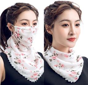 img 4 attached to Outdoor Protection Anti Dust Bandanas White Rose