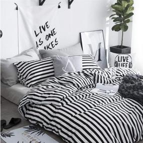 img 3 attached to 🖤 CLOTHKNOW Black and White Comforter Sets Twin – Stylish Farmhouse Bedding for Boys, Girls, and Teens – Twin Size Ticking Stripes Soft Comforter – 3 Piece Set