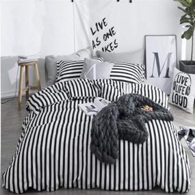 img 4 attached to 🖤 CLOTHKNOW Black and White Comforter Sets Twin – Stylish Farmhouse Bedding for Boys, Girls, and Teens – Twin Size Ticking Stripes Soft Comforter – 3 Piece Set