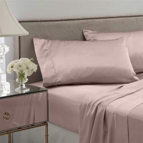 img 2 attached to Indulge in Seduction: Luxurious Rose Gold Satin King Sheet Set