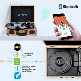 img 1 attached to 📻 Винтажный проигрыватель Popsky в виде чемодана: Bluetooth-виниловый проигрыватель с динамиком и записью в MP3