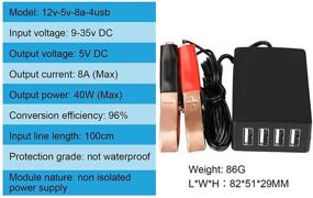 img 3 attached to 🔌 DC Converter with Battery Clip: 12V 24V to 5V 8A USB Power Adapter Buck Regulator Charger - 4 Port, Shunt Charging, iPhone Android Samsung Galaxy S10 s9 Plus