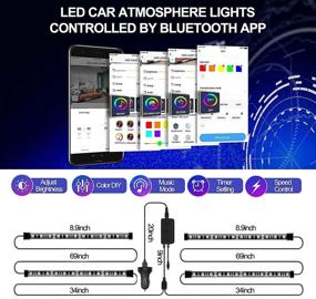 img 3 attached to Автомобильная гибкая светодиодная лента CHUSSTANG с контролем через приложение Bluetooth - освещение салона RGB 🚗 с набором функций DIY, синхронизацией с музыкой и автомобильным зарядным устройством - 48 светодиодов, постоянное напряжение 12 В