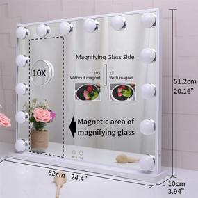img 2 attached to 💄 BEAUTME Large Vanity Mirror with Lights: Hollywood Lighted Makeup Mirror for Stunning Cosmetic Application - Smart Button, Tabletop or Wall Mounted (White)