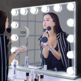 img 3 attached to 💄 BEAUTME Large Vanity Mirror with Lights: Hollywood Lighted Makeup Mirror for Stunning Cosmetic Application - Smart Button, Tabletop or Wall Mounted (White)