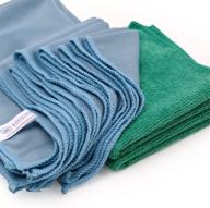 🧼 8 pack of blue and green machine washable microfiber glass cleaning cloths for streak-free windows, mirrors, lint-free towels, car window wipes, and polishing rags logo