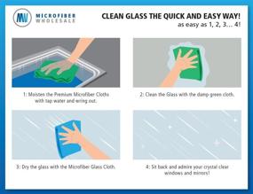 img 2 attached to 🧼 8 Pack of Blue and Green Machine Washable Microfiber Glass Cleaning Cloths for Streak-Free Windows, Mirrors, Lint-Free Towels, Car Window Wipes, and Polishing Rags