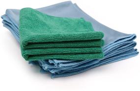 img 3 attached to 🧼 8 Pack of Blue and Green Machine Washable Microfiber Glass Cleaning Cloths for Streak-Free Windows, Mirrors, Lint-Free Towels, Car Window Wipes, and Polishing Rags