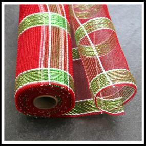 img 1 attached to 🎀 Red, White, and Green Plaid Deco Poly Mesh Ribbon - 10 Inch Width x 10 Yards (30 Feet) - RE1313A7