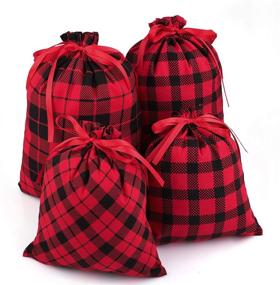 img 1 attached to 🎁 Aneco 8 Pack Christmas Buffalo Plaid Cotton Candy Present Bags - Gift Wrapping Drawstring Bag for Christmas Party Favors and Treats - Goody Bag for Christmas Party Supplies