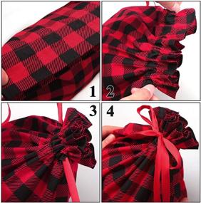 img 2 attached to 🎁 Aneco 8 Pack Christmas Buffalo Plaid Cotton Candy Present Bags - Gift Wrapping Drawstring Bag for Christmas Party Favors and Treats - Goody Bag for Christmas Party Supplies