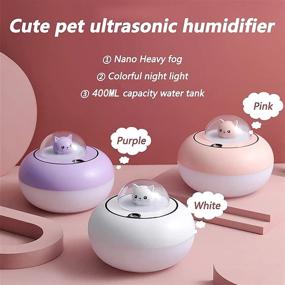 img 3 attached to Whisper Silent 400ML Household Humidifier with Cute Kitten Design - Perfect for Baby Bedroom, Plant, Office (White)