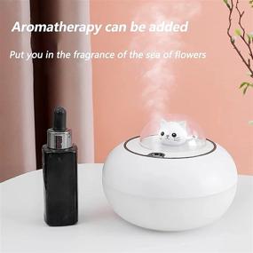 img 2 attached to Whisper Silent 400ML Household Humidifier with Cute Kitten Design - Perfect for Baby Bedroom, Plant, Office (White)