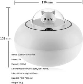 img 1 attached to Whisper Silent 400ML Household Humidifier with Cute Kitten Design - Perfect for Baby Bedroom, Plant, Office (White)