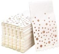 🌹 pack of 100 rose gold dot guest napkins - disposable paper hand napkins with elegant foil design, scalloped edge - perfect for weddings, holidays, birthdays, showers & more - bathroom & party decorative towels logo