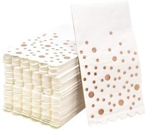 img 4 attached to 🌹 Pack of 100 Rose Gold Dot Guest Napkins - Disposable Paper Hand Napkins with Elegant Foil Design, Scalloped Edge - Perfect for Weddings, Holidays, Birthdays, Showers & More - Bathroom & Party Decorative Towels