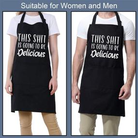 img 1 attached to 👨 Miracu Funny Aprons for Men and Women with 3 Pockets - Birthday and Christmas Cooking Gifts for Wife, Husband, Mom, Dad, Friend, Baker - Cute Chef Kitchen BBQ Grilling Apron - Get Ready for a Delicious Experience