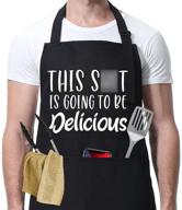 👨 miracu funny aprons for men and women with 3 pockets - birthday and christmas cooking gifts for wife, husband, mom, dad, friend, baker - cute chef kitchen bbq grilling apron - get ready for a delicious experience logo