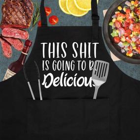 img 3 attached to 👨 Miracu Funny Aprons for Men and Women with 3 Pockets - Birthday and Christmas Cooking Gifts for Wife, Husband, Mom, Dad, Friend, Baker - Cute Chef Kitchen BBQ Grilling Apron - Get Ready for a Delicious Experience