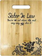 🎁 personalized engraved bamboo cutting board: perfect gift for sister-in-law - 9” x 12" size логотип