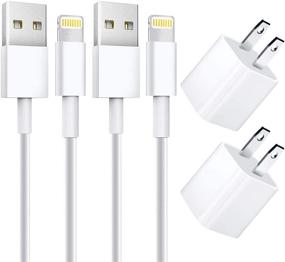 img 4 attached to 🔌 [Apple MFi Certified] Быстрая зарядка для iPhone - 2 шт 3FT Lightning to USB кабель с 2 шт USB быстрая стеновая зарядка путешественник - Быстрая зарядка и передача данных - Совместим с iPhone 12/11/XS/XR/X 8 7/iPad.