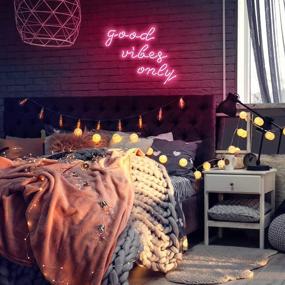 img 3 attached to 🌈 Neon Signs Good Vibes Only - Pink Hanging Neon Light for Bedroom, Room, Party Decor - Neon Wall Sign, Neon Words for Wall, Neon Lights