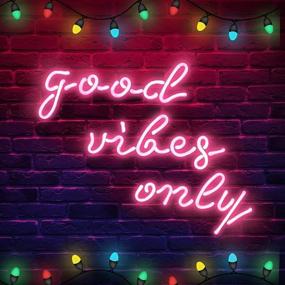 img 4 attached to 🌈 Neon Signs Good Vibes Only - Pink Hanging Neon Light for Bedroom, Room, Party Decor - Neon Wall Sign, Neon Words for Wall, Neon Lights