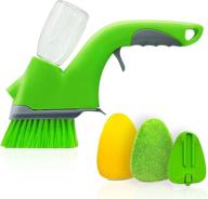 🧹 versatile cleaning brush with soft grip handle, spray bottle, microfiber cloth, dish scrubber, and product image - complete kit for effective household kitchen cleaning of dishes with long handle logo