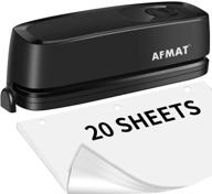 🔌 effortless heavy duty 3 hole punch: afmat electric paper punch - 20 sheet capacity, ac/battery operated - for office school studio (black) logo