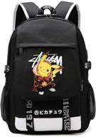 🎒 cusalboy fashionable computer school backpack with usb port – travel business work backpack featuring cartoon luminous pattern pikachu design (black anti-theft) logo