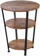 dulcii industrial end table: sturdy metal frame, 3-tier round side table for living room, vintage nightstand with wood look accent furniture (style a) логотип