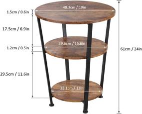 img 2 attached to Dulcii Industrial End Table: Sturdy Metal Frame, 3-Tier Round Side Table for Living Room, Vintage Nightstand with Wood Look Accent Furniture (Style A)