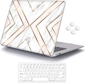img 4 attached to 🖥️ iCasso MacBook Air 11 inch Case A1370/A1465, Slim Geometric Marble Pattern Hard Shell Protective Cover with Keyboard Cover and Screen Protector