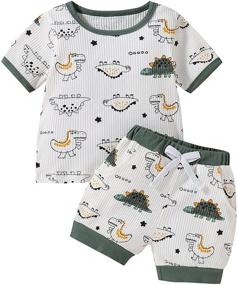 img 4 attached to KnniMorning TEES Outfits Dinosaur Two Piece Boys' Clothing and Clothing Sets