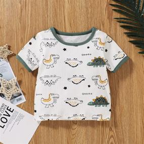 img 3 attached to KnniMorning TEES Outfits Dinosaur Two Piece Boys' Clothing and Clothing Sets